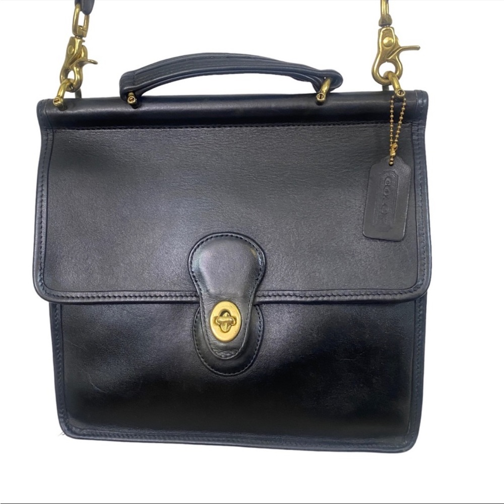 Vintage Coach Willis Black Leather Top Handle Crossbody w/Hangtag